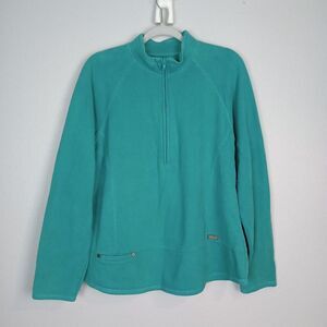 Woolrich Womens Large 1/4 Zip Pullover Sweater Blue Cotton Jacket